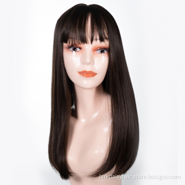 2021 Wholesale Price Long Silky Straight Natural Black Middle Part Lace Frontal Synthetic  Wigs For Black women